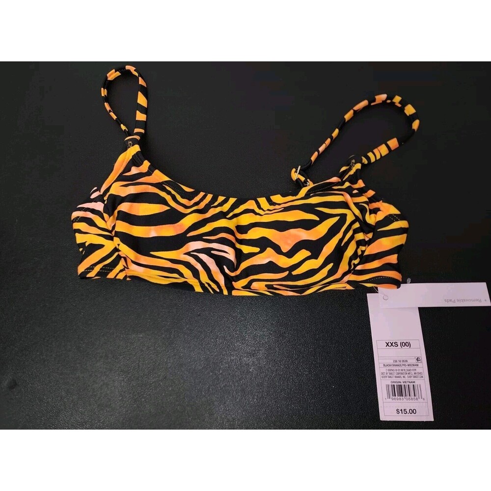 Women's Scoop Bralette Bikini Swim Top  Wild Fable Tiger Size XX Small XXS (00)